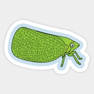 Cute green leaf hopper insect cartoon illustration Sticker